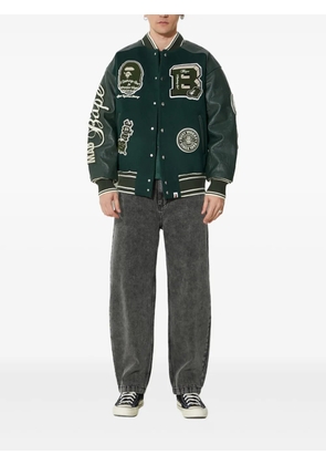 A BATHING APE® panelled varsity jacket - Green