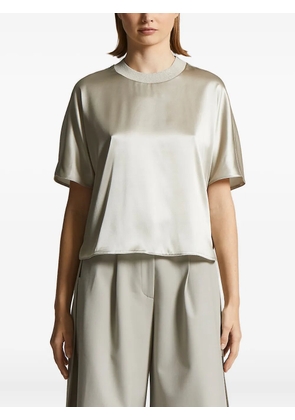 Peserico satin-trimmed boxy top - Green