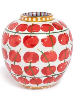 La DoubleJ cherry-print vase - White