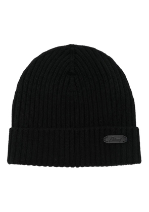 Brioni logo-patch beanie hat - Black