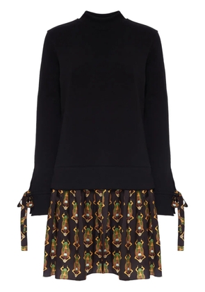 La DoubleJ Sporty graphic-print layered minidress - Black