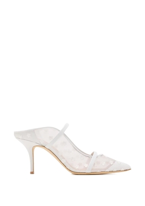 Malone Souliers floral appliqué strap mules - White