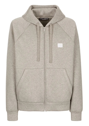 Dolce & Gabbana logo-appliqué zip-up hoodie - Grey