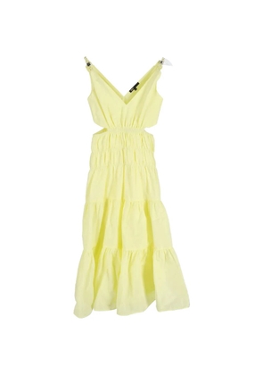 Maje cut-out tiered V-neck dress - Yellow