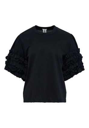 Noir Kei Ninomiya Ponte ruffled cotton T-shirt - Black