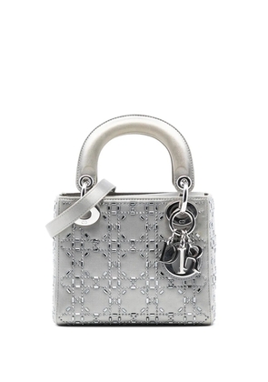Christian Dior Pre-Owned 2017 Mini Satin Cannage Strass Crystal Embellished Lady Dior satchel - Grey