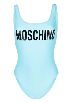 Moschino logo-print backless swimsuit - Blue