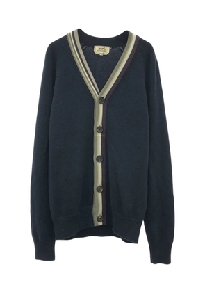 Hermès Pre-Owned 2010 stripe-trim cardigan - Blue