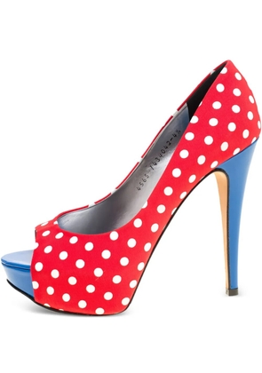 Gina polka-dot open-toe platform heels - Red