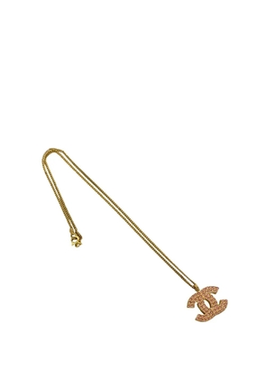 CHANEL Pre-Owned 2002 CC Gold Plated Rhinestone Pendant Necklace costume necklace