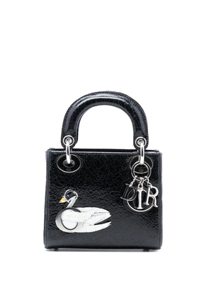 Christian Dior Pre-Owned 2016 Mini Deerskin Ceramic Effect Jeweled Swan Lady Dior satchel - Black