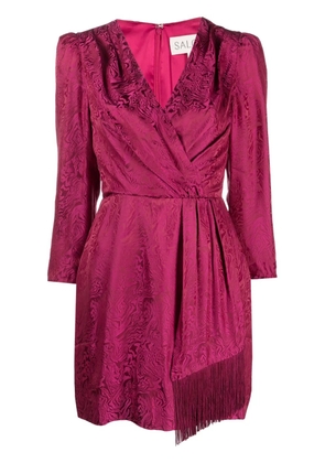 Saloni abstract-pattern silk minidress - Pink