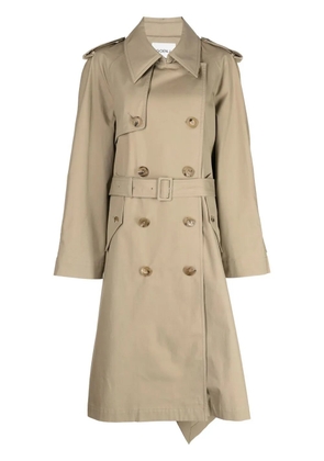 Goen.J double-breasted two-tone trench coat - Brown