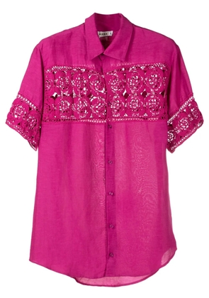 Amir Slama crochet-panel short-sleeved shirt - Pink