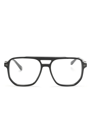 Philipp Plein Eyewear logo-plaque pilot-frame glasses - Black