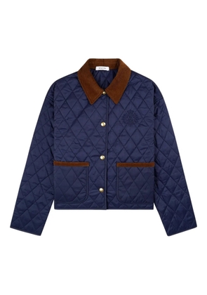 Sporty & Rich quilted corduroy-collar puffer jacket - Blue