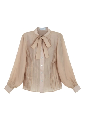 Isolda São Luis pleated bow shirt - Neutrals