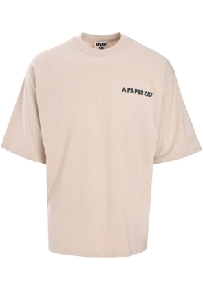 A Paper Kid logo cotton t-shirt - Neutrals