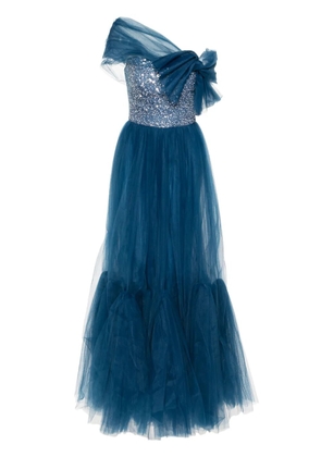 Gemy Maalouf off-shoulder tulle dress - Blue
