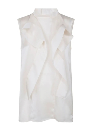 sacai ruffle-detail sleeveless top - Beige