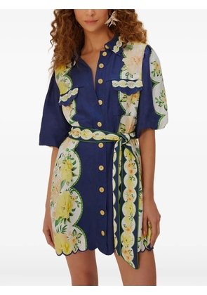 FARM Rio scalloped floral garden mini dress - Blue