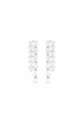 SHAY 18kt white gold double diamond waterfall earrings - Silver