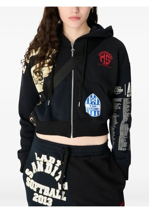 Marine Serre long-sleeve hoodie - Black