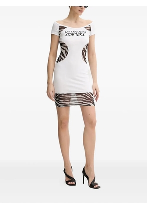 Versace Jeans Couture zebra-print mesh insert dress - White
