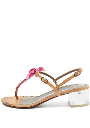 Lanvin Pre-Owned 40mm ruffled thong sandals - Brown