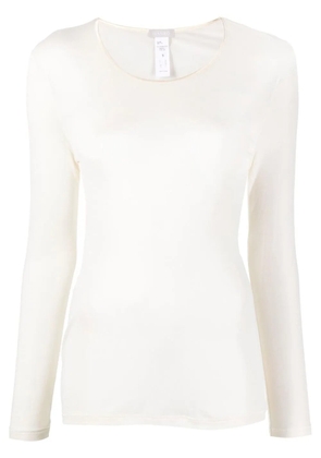 Hanro long-sleeve silk top - Neutrals