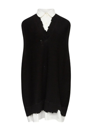 MM6 Maison Margiela frayed mini knitted dress - Black