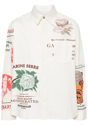 Marine Serre mix-print cotton shirt - Neutrals