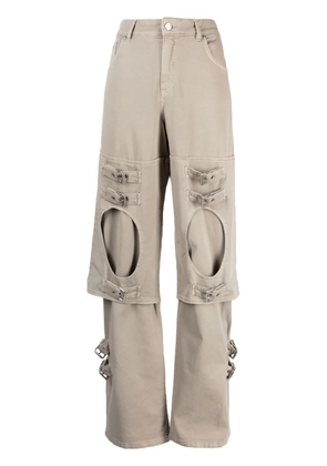 Blumarine buckle-detailed wide leg trousers - Grey
