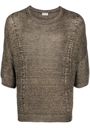 Saint Laurent half-sleeve knitted top - Gold