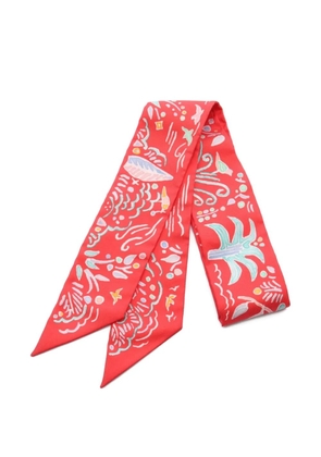 Hermès Pre-Owned 2021 Isola Primavera ribbon silk scarf - Red