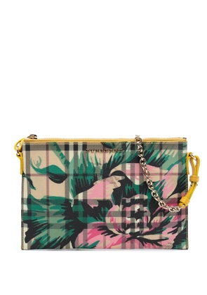 Burberry Pre-Owned 2000-2025 Haymarket Check Coated Canvas Floral Print crossbody bag - Brown