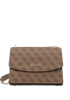 GUESS USA monogram-pattern chain satchel bag - Brown