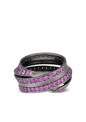 LILY GABRIELLA 18K black gold Striped Spira sapphire ring