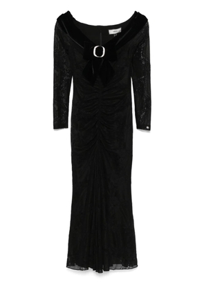 NISSA bow-detail lace midi dress - Black