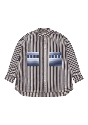 Casey Casey Hamnet striped patch-pocket shirt - Black