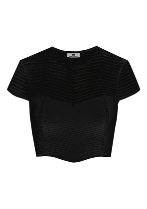 Elisabetta Franchi herringbone-pattern crop top - Black