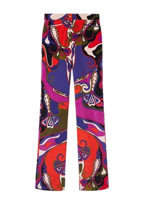 PUCCI orchid-print straight velvet trousers - Purple
