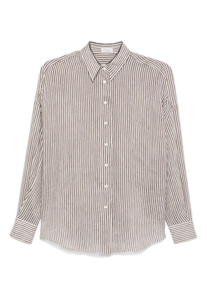 Brunello Cucinelli striped organza shirt - Brown