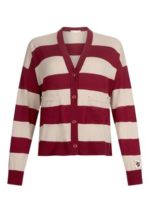 LIU JO striped patch-embellished cardigan - Red