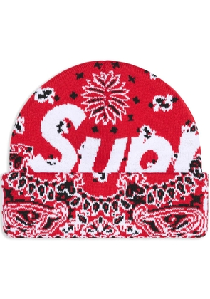 Supreme bandana-print beanie hat - Red