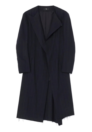 Y's asymmetric pinstriped coat - Blue