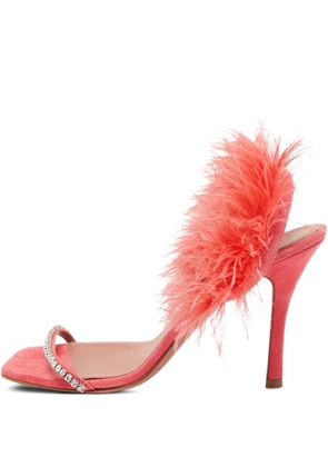 Amina Muaddi pre-owned 110mm Adwoa feather-embellished satin sandals - Pink