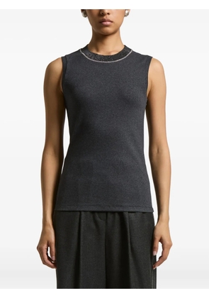Peserico embellished-neck sleeveless top - Grey