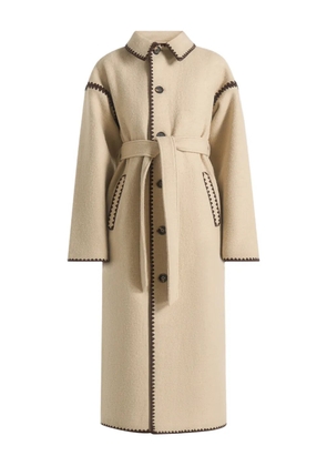 Manière De Voir Elora whipstitch belted coat - Neutrals