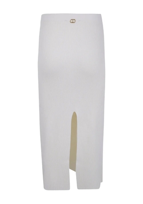 TWINSET ribbed slit skirt - White